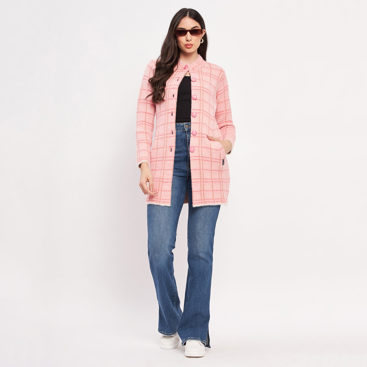 Duke Urban Women Full Sleeve Checkered Cardigan (LQS9769)