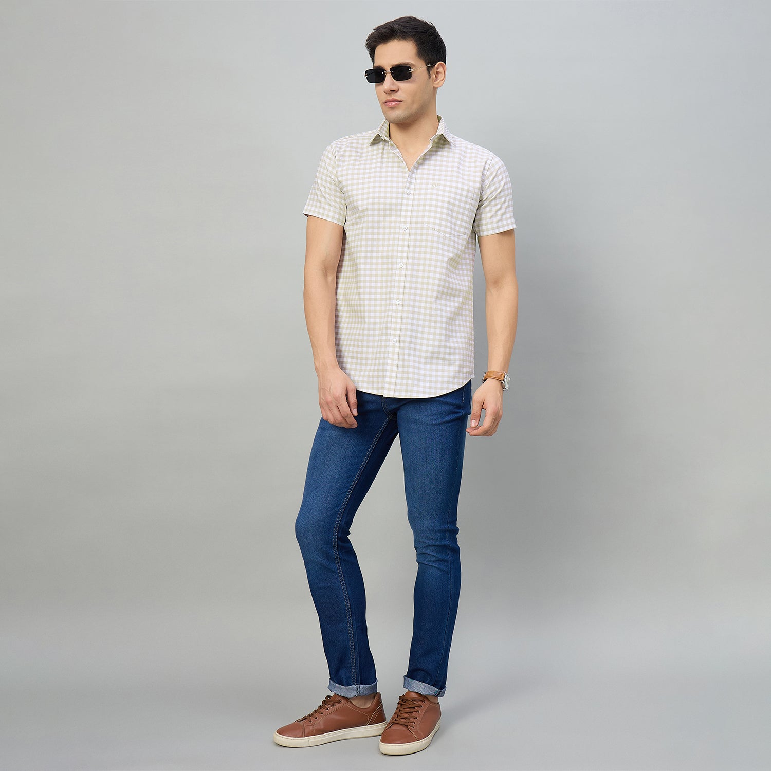 Duke Men Slim Fit Half Sleeve Oxford Cotton Shirt (SDO1CKJ)