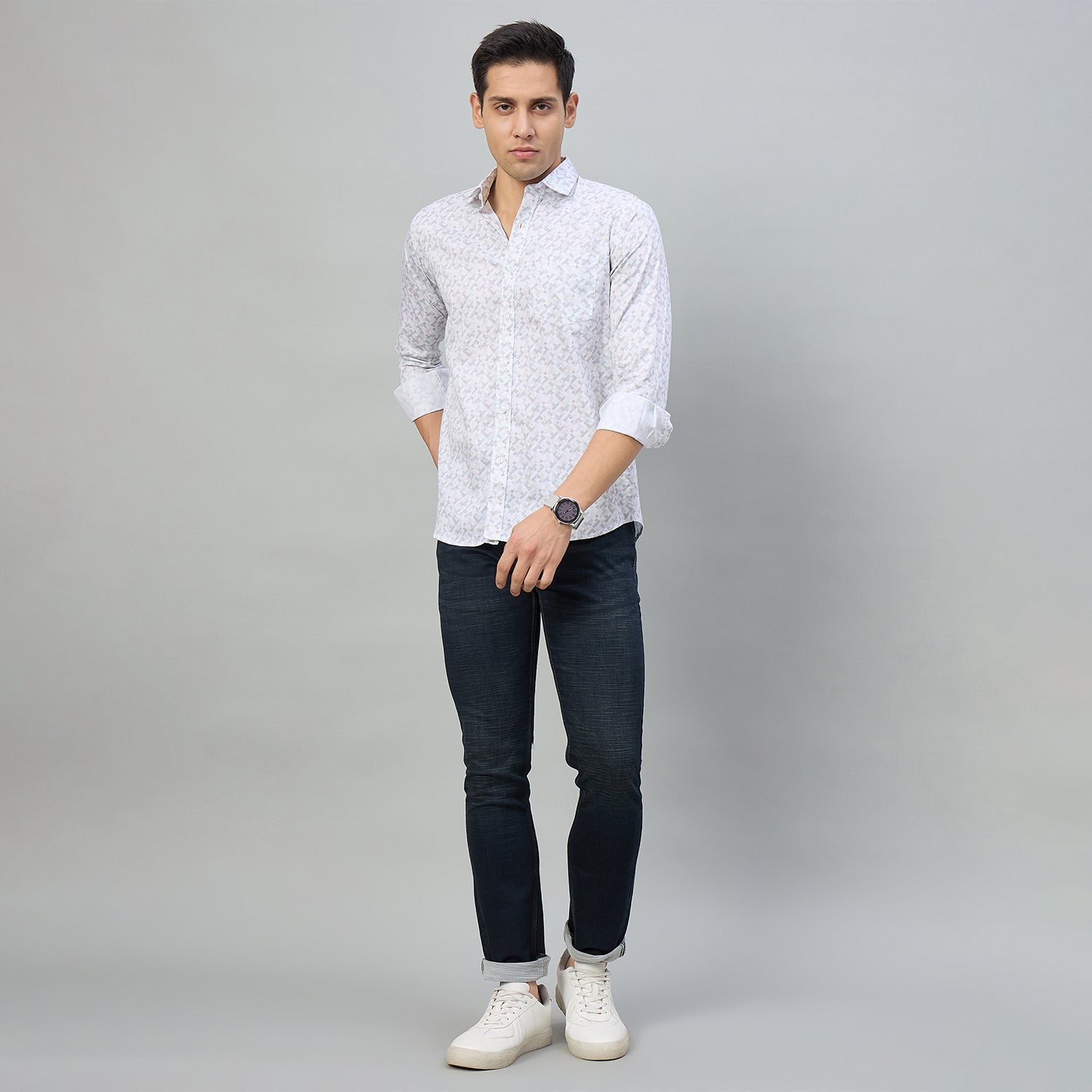 Duke Men Slim Fit Full Sleeve Short Style Cotton Shirt (SDO8PRBN)