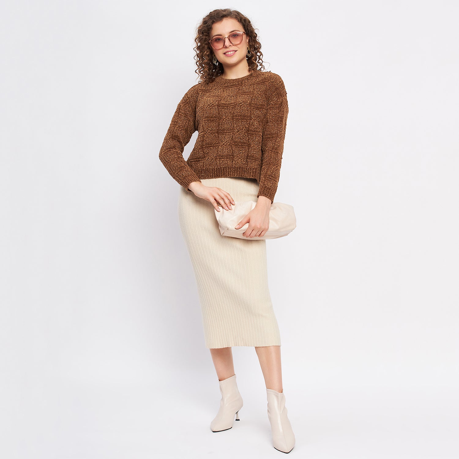 Duke Urban Women Full Sleeve Self Design Crop Pullover (SDS1013)