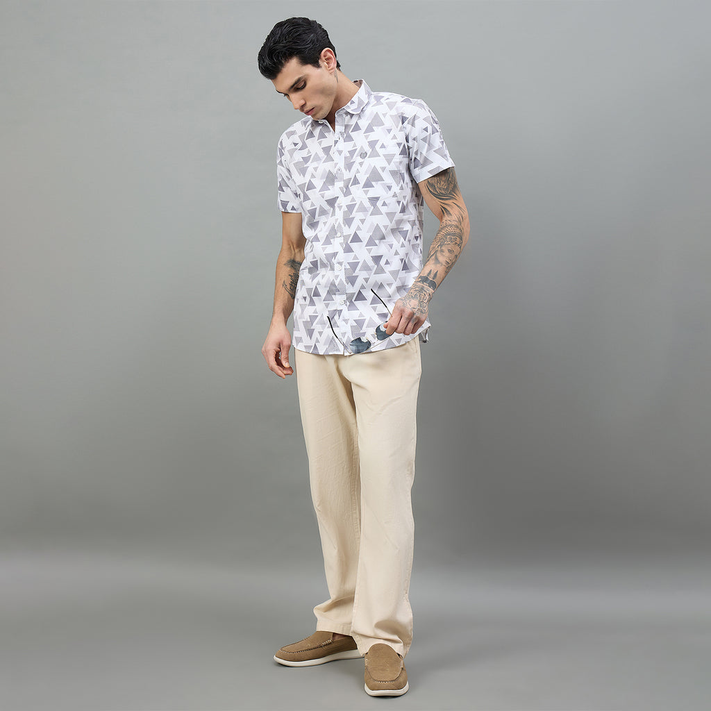 Duke Urban Men Geometric Print Half Sleeve Slim Shirt (SDO6PRIM)