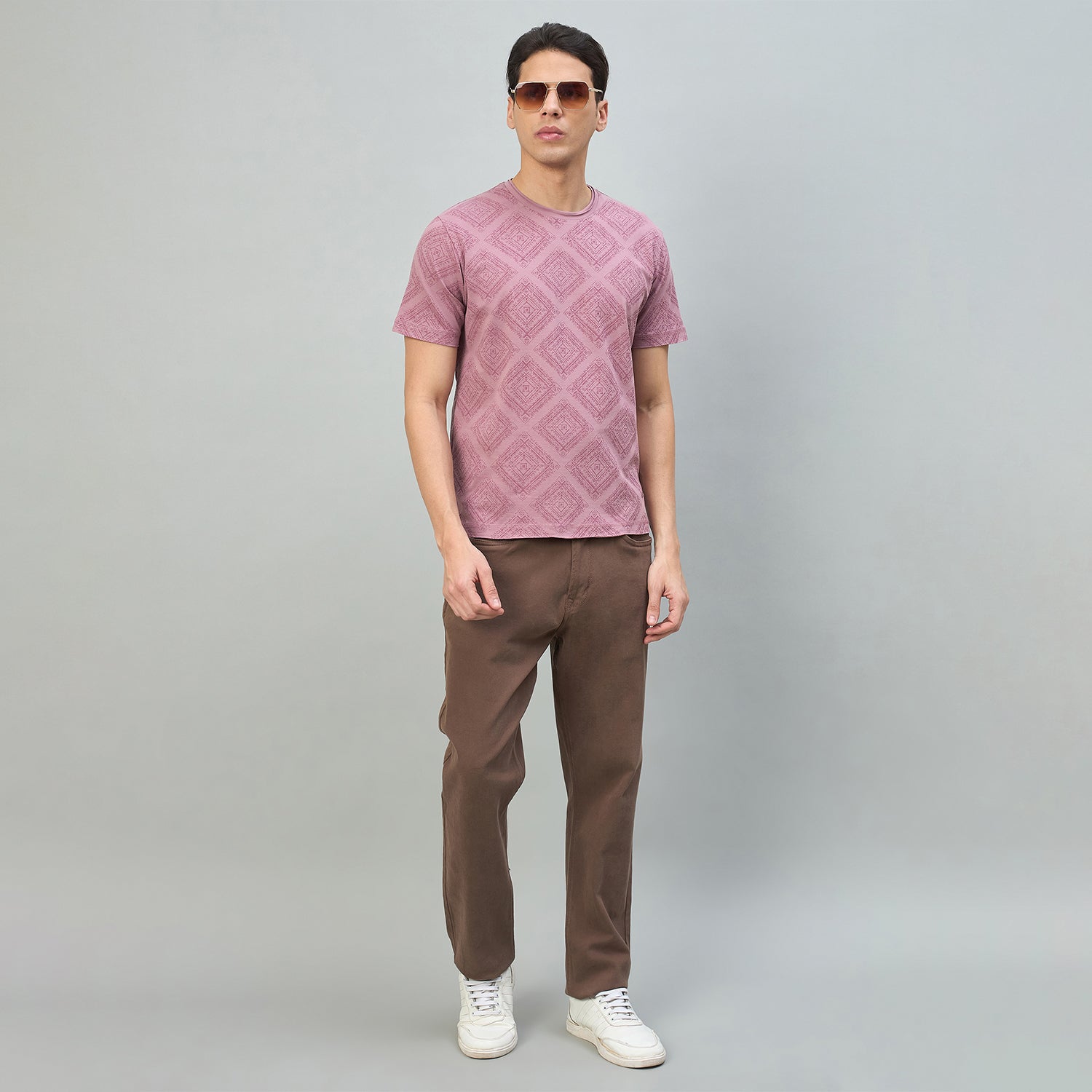 Duke Urban Men Geometric Print Half Sleeve Round Neck Casual Tshirt (LF7578)