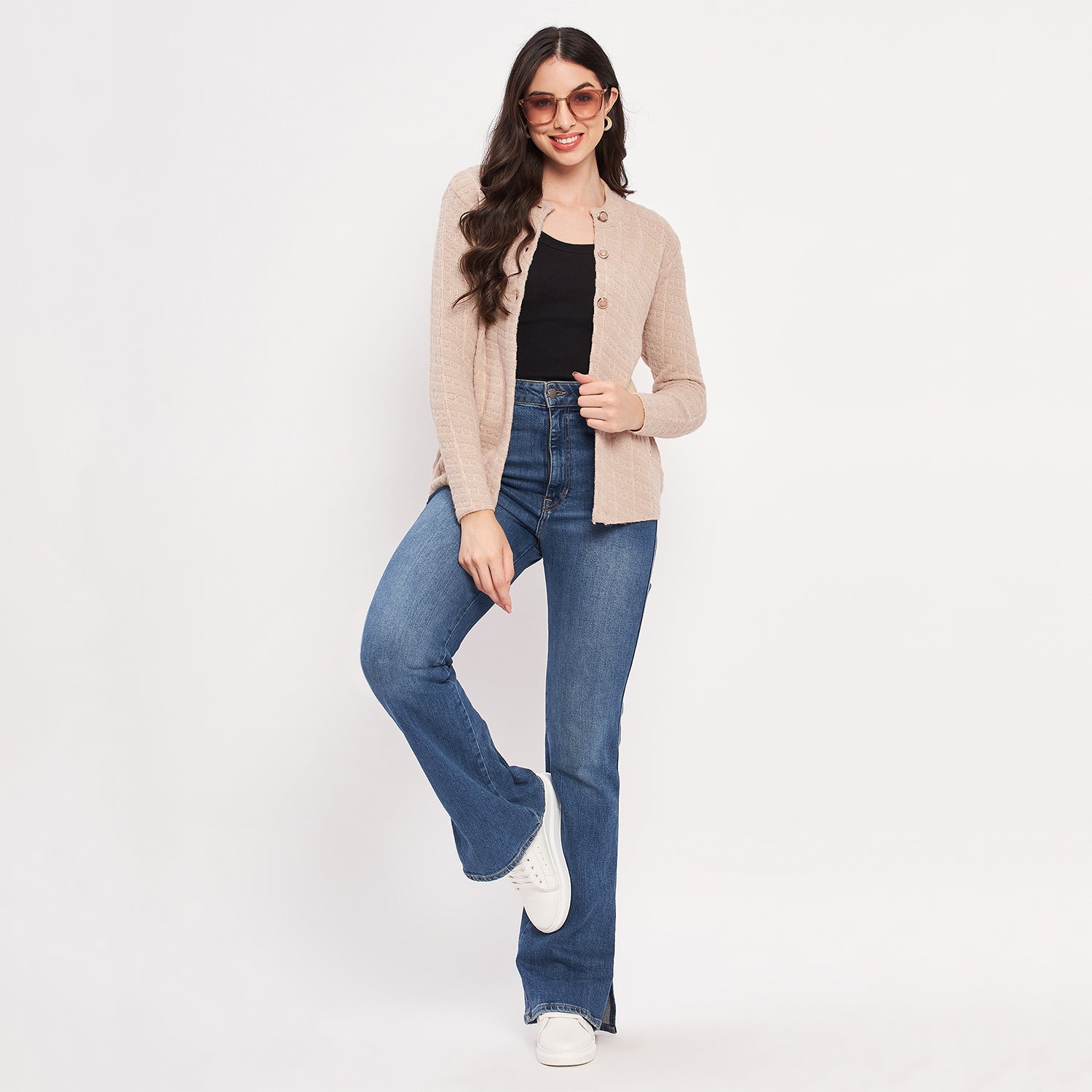 Duke Urban Women Full Sleeve Self Design Cardigan (LQS9745)