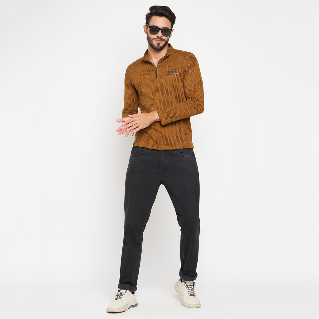 Duke Urban Men Half Zip Full Sleeve Cotton T-shirt (LF3931)