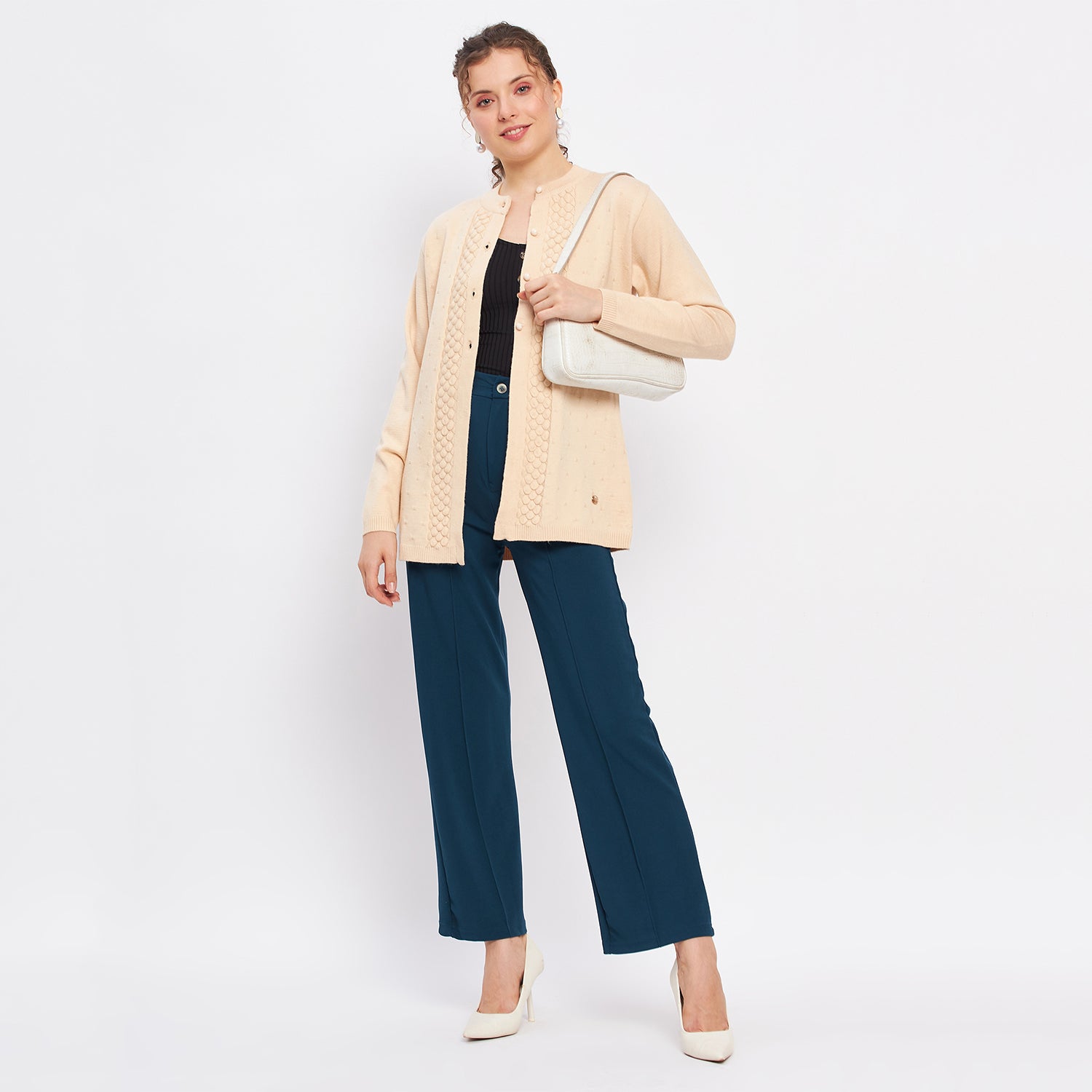 Duke Urban Women Full Sleeve Self Design Cardigan (LQS9757)