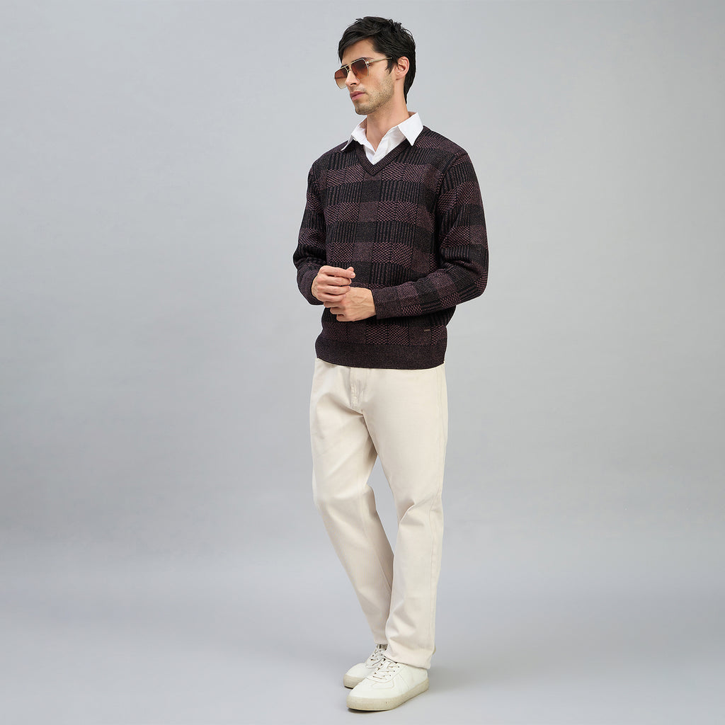 Duke Men Full Sleeve V Neck Regular Sweater (SDS2308)