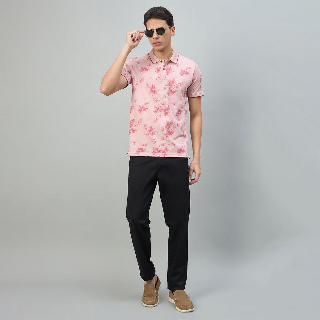 Duke Urban Men Floral Print Half Sleeve Slim Fit Polo Tshirt (LF7513)