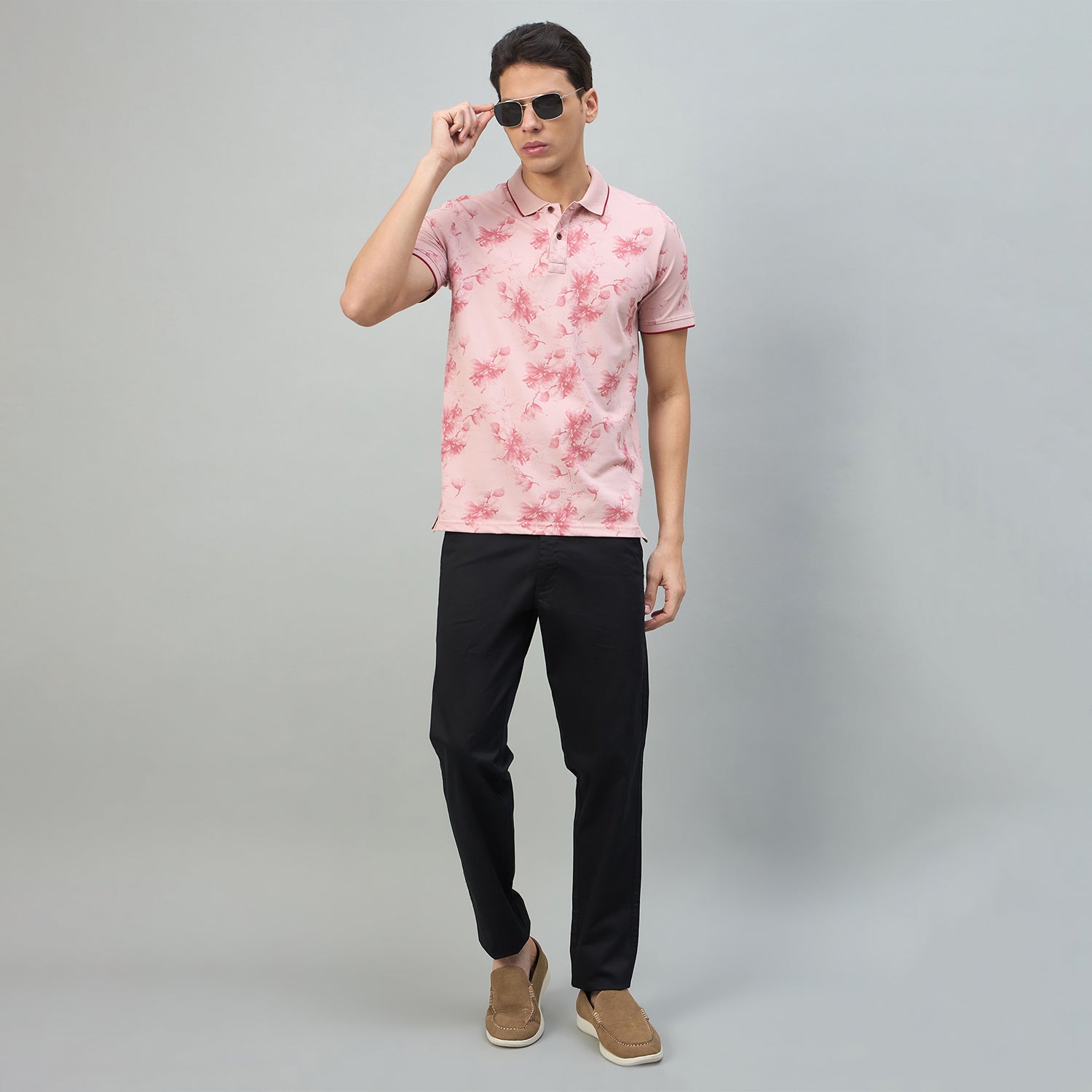 Duke Urban Men Floral Print Half Sleeve Slim Fit Polo Tshirt (LF7513)