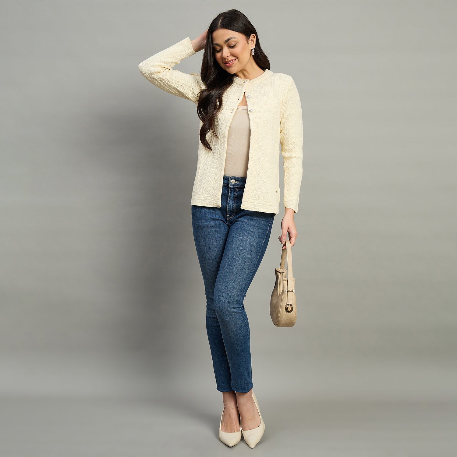 Duke Urban Women Full Sleeve Front Open Regular Fit Sweater (SDS1417)