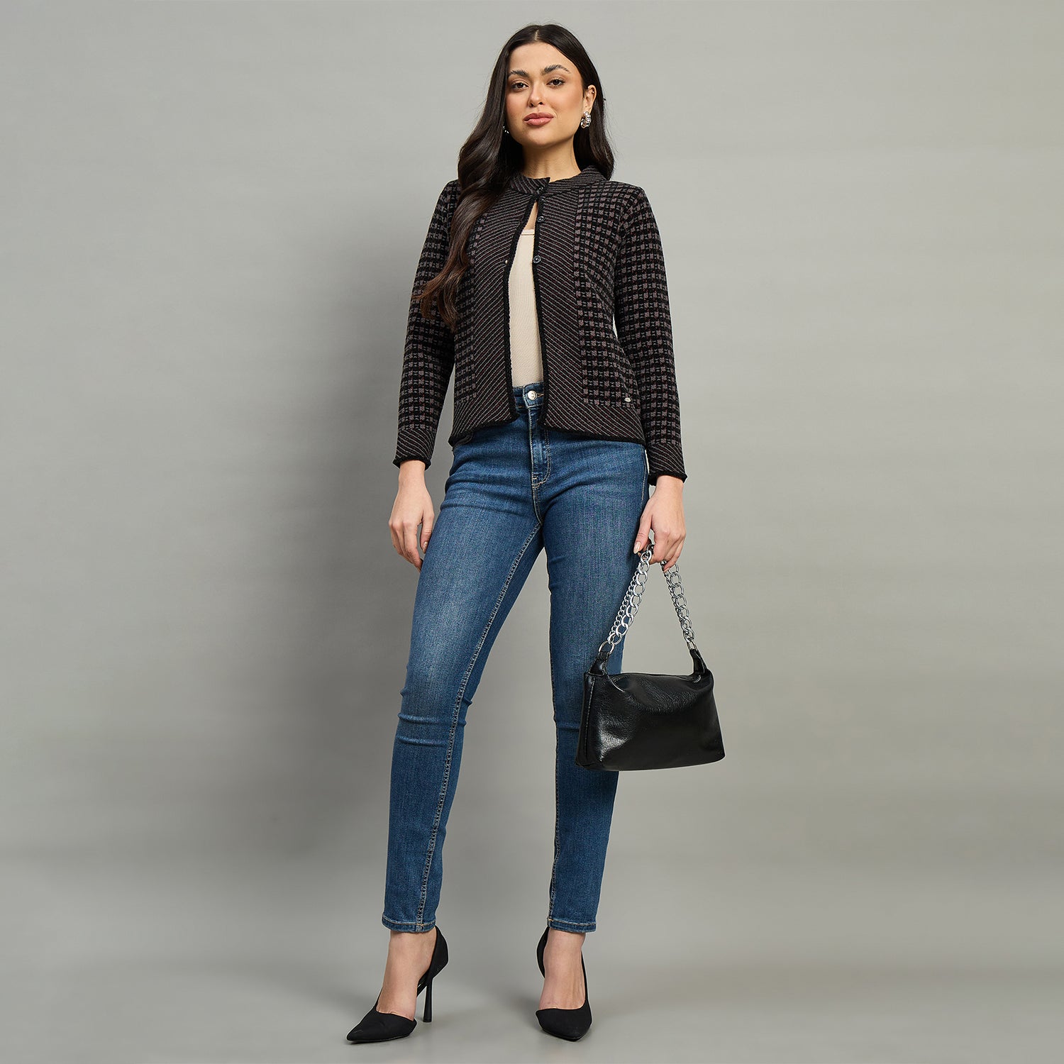 Duke Urban Women Full Sleeve Front Open Slim Fit Sweater (SDS1447)