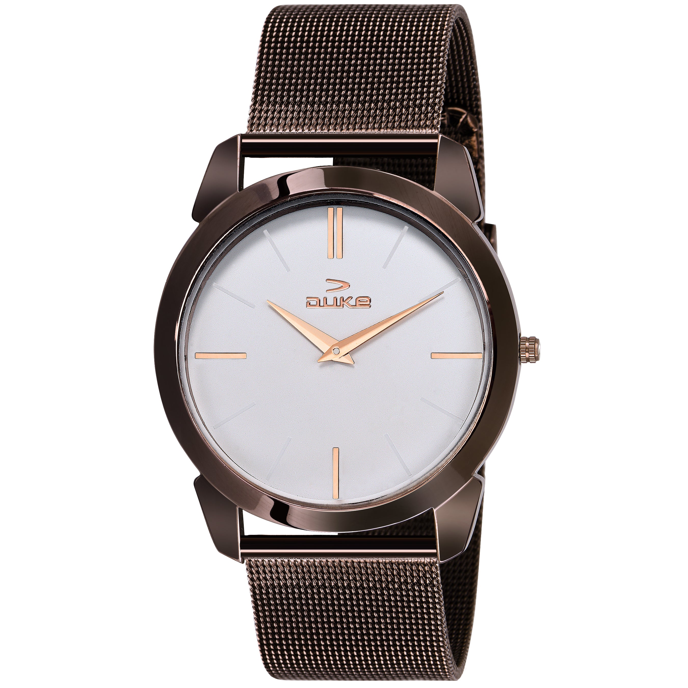 Duke Solid Stainless Steel Strap Analog Men Watch White Dial (DK019RM02C)