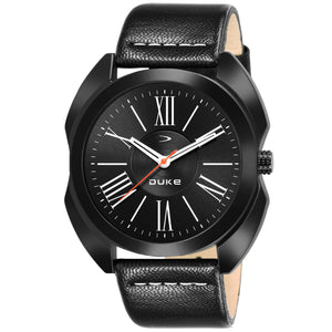 Duke Leather Band Analog Display Round Dial Men’s Watch- Black Dial (DK501RM01S)