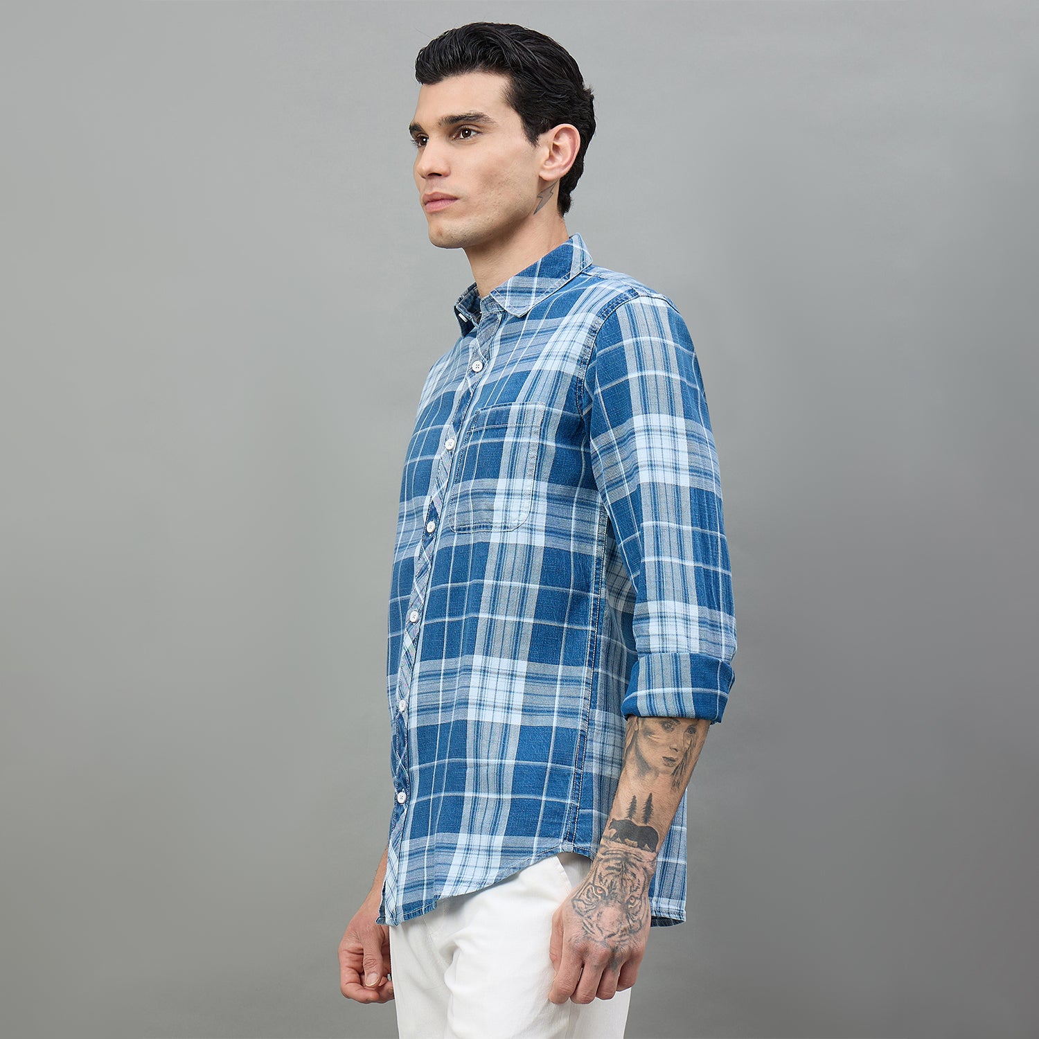 Duke Urban Men Checkered Full Sleeve Spread Collar Slim Shirt (SDO9CKW)