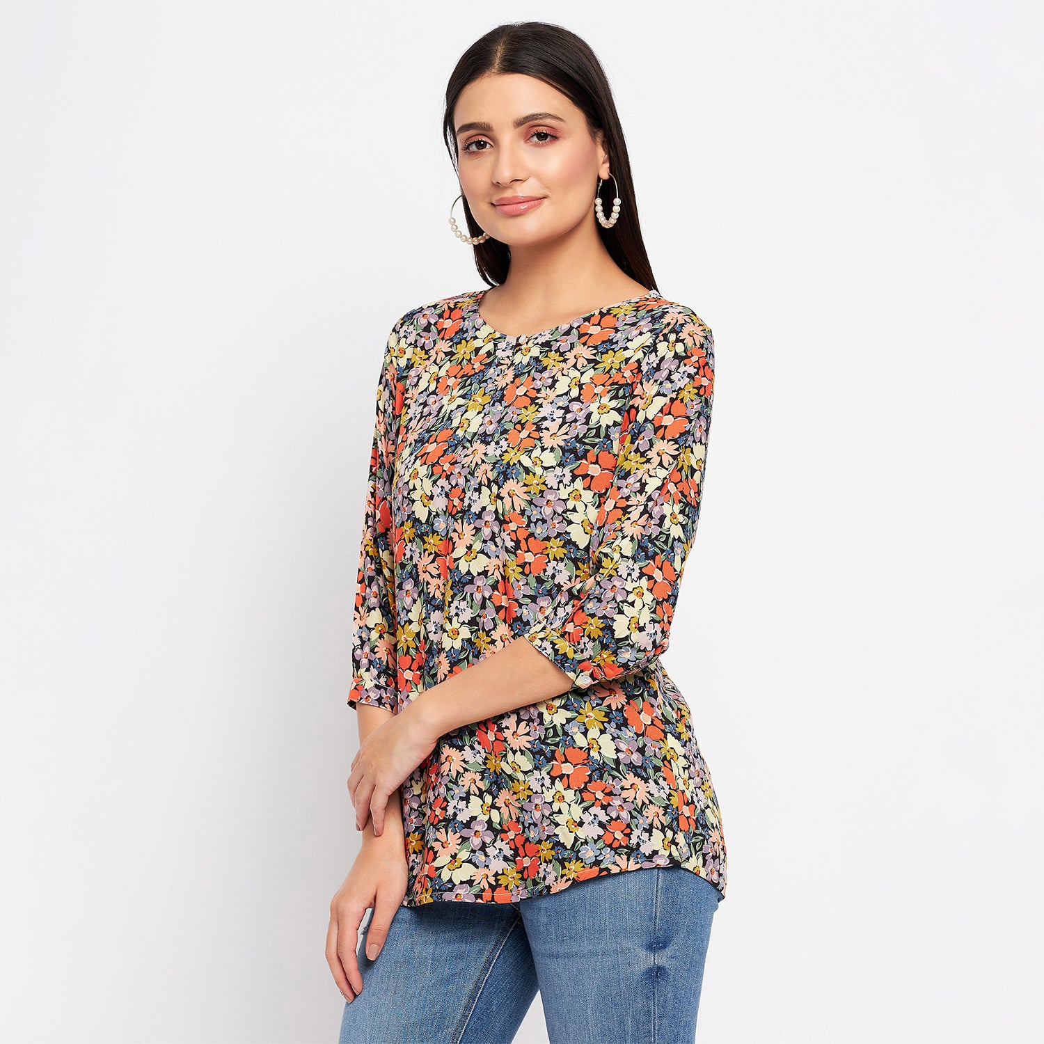 Duke Stardust Women Round Neck 3/4th Sleeve Printed Top (SDX3277)