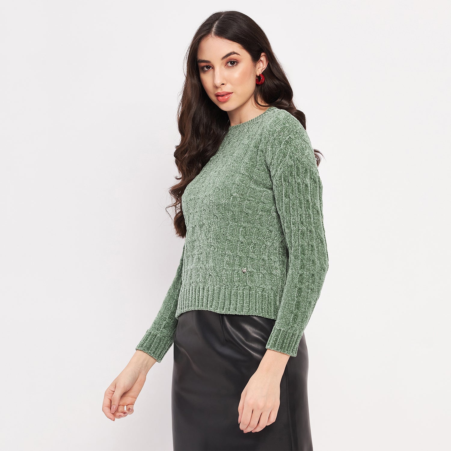 Duke Urban Women Full Sleeve Self Design Sweater (LQS9777)