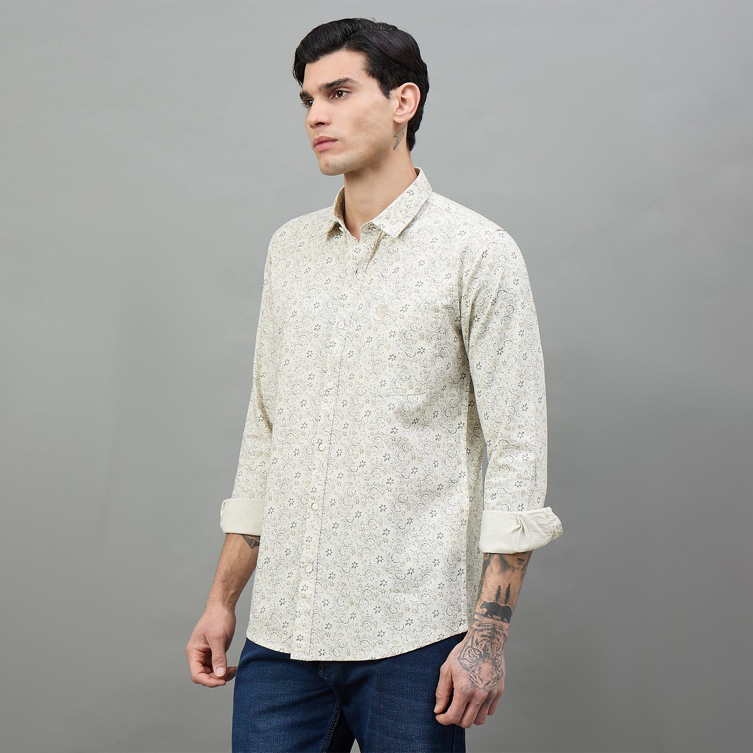 Duke Urban Men Printed Full Sleeve Spread Collar Slim Shirt (SDO6PRII)