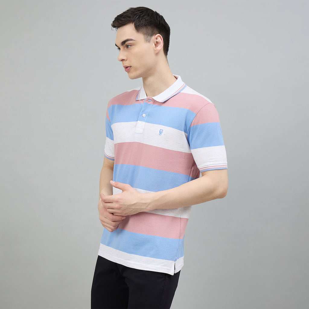 Duke Urban Men Striped Half Sleeve Regular Polo Tshirt (LF7645)