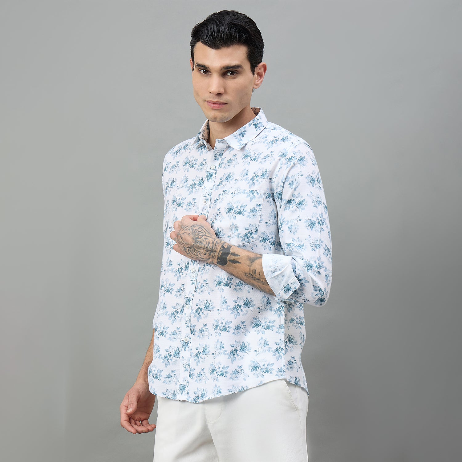 Duke Urban Men Floral Print Full Sleeve Slim Shirt (SDO7PRAI)