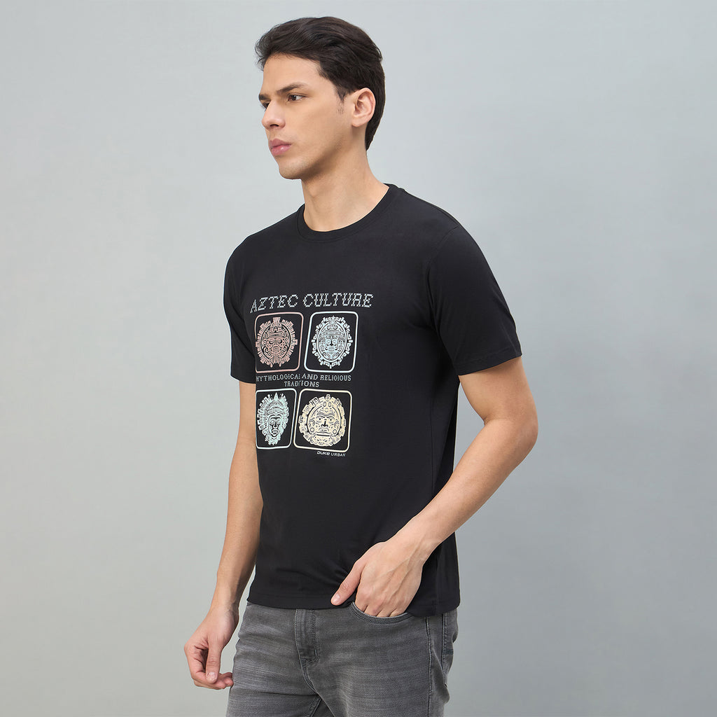 Duke Urban Men Graphic Print Half Sleeve Round Neck Casual Tshirt (LF7546)