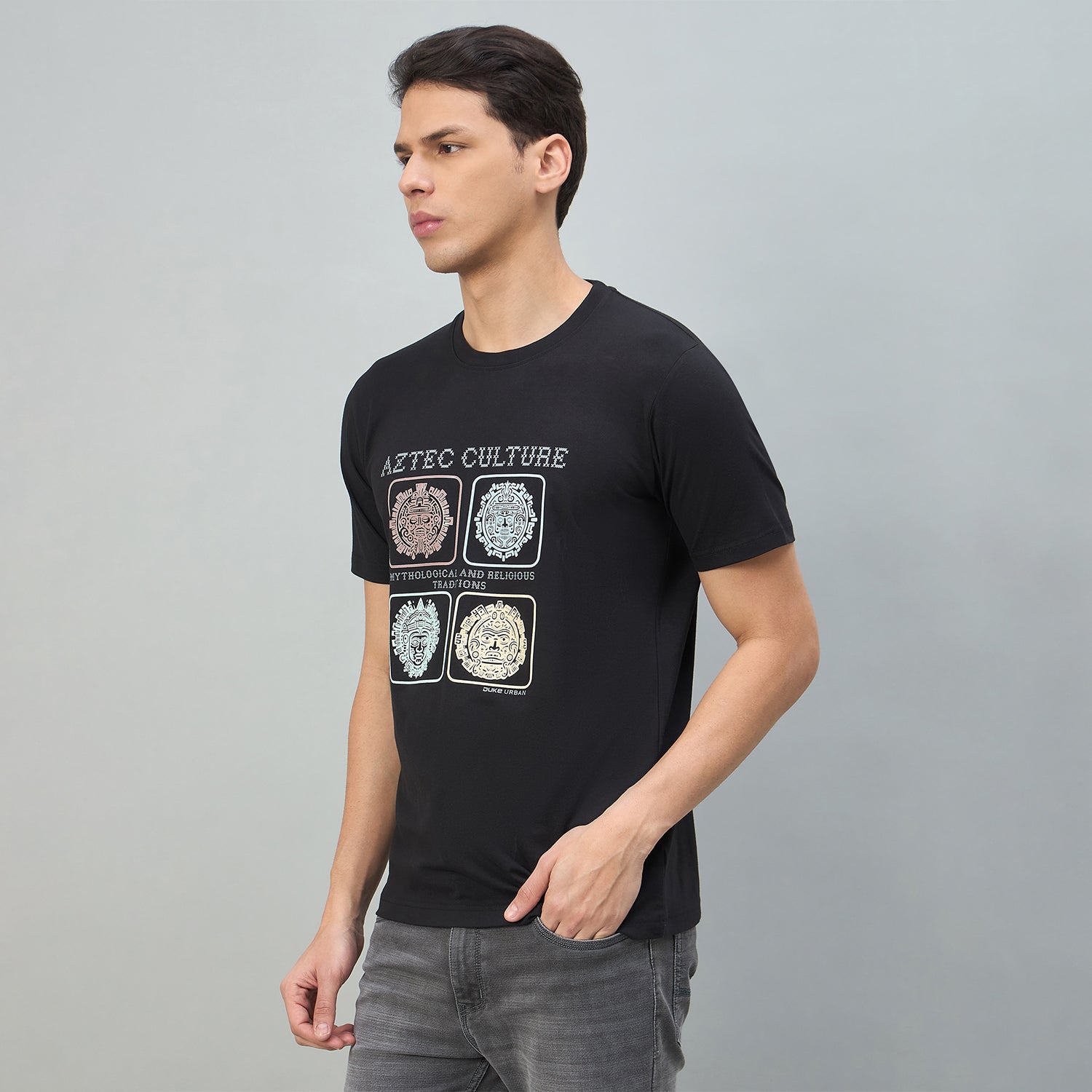 Duke Urban Men Graphic Print Half Sleeve Round Neck Casual Tshirt (LF7546)