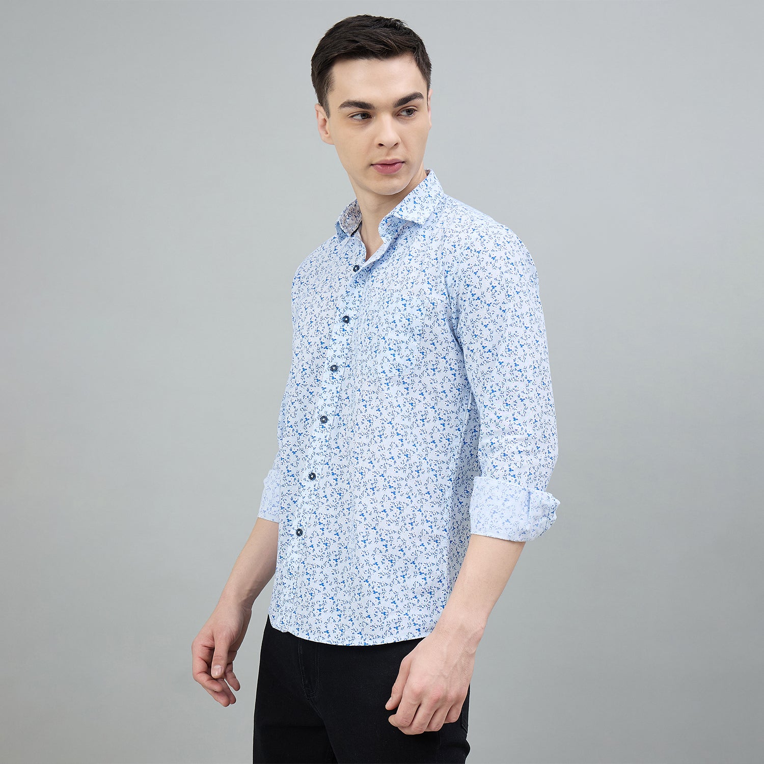 Duke Urban Men Printed Full Sleeve Spread Collar Slim Shirt (SDO8PRBF)