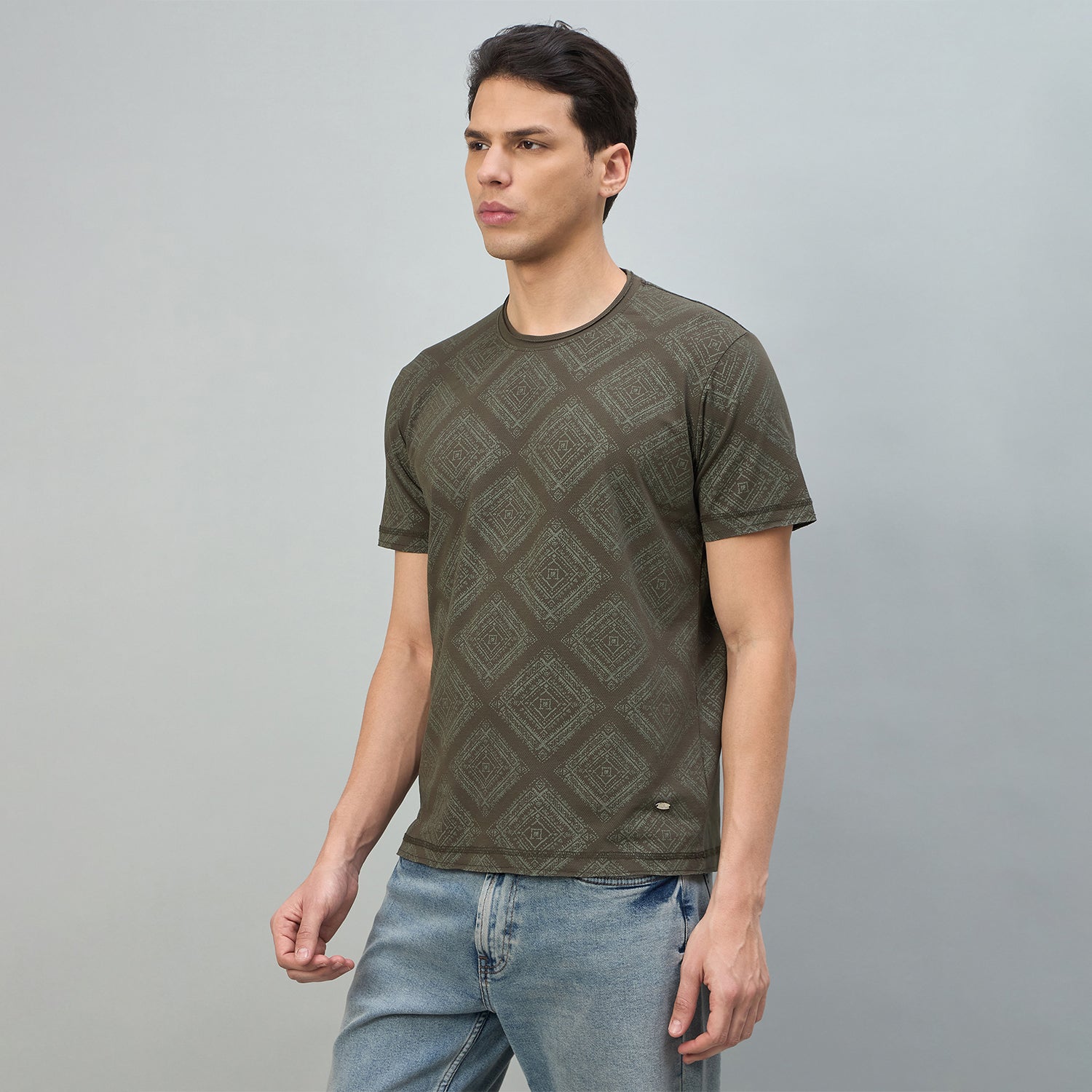 Duke Urban Men Geometric Print Half Sleeve Round Neck Casual Tshirt (LF7578)