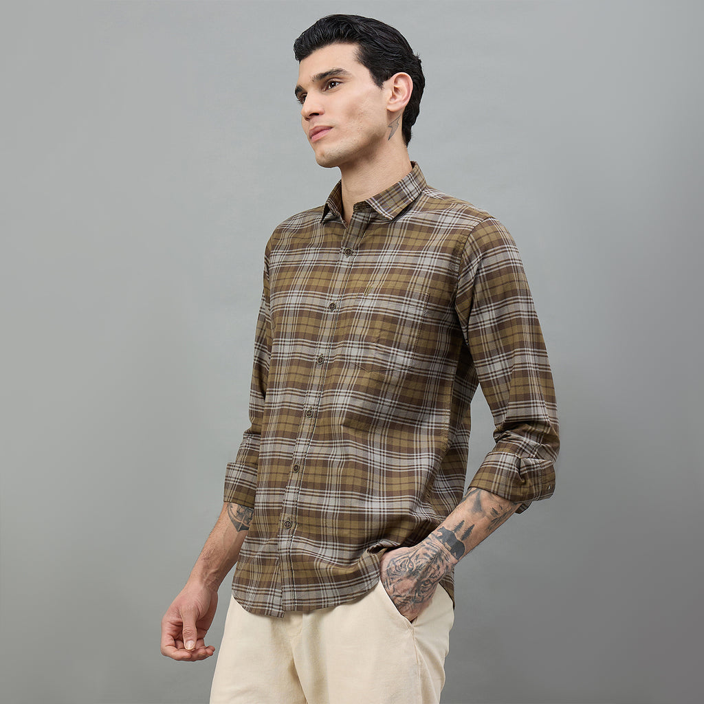 Duke Urban Men Checkered Full Sleeve Spread Collar Slim Shirt (SDO9CKR)