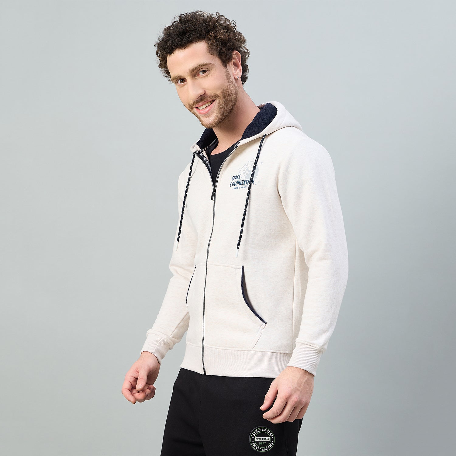 Duke Urban Men Hooded Smart fit Full Zip Sweatshirt (LF6357)
