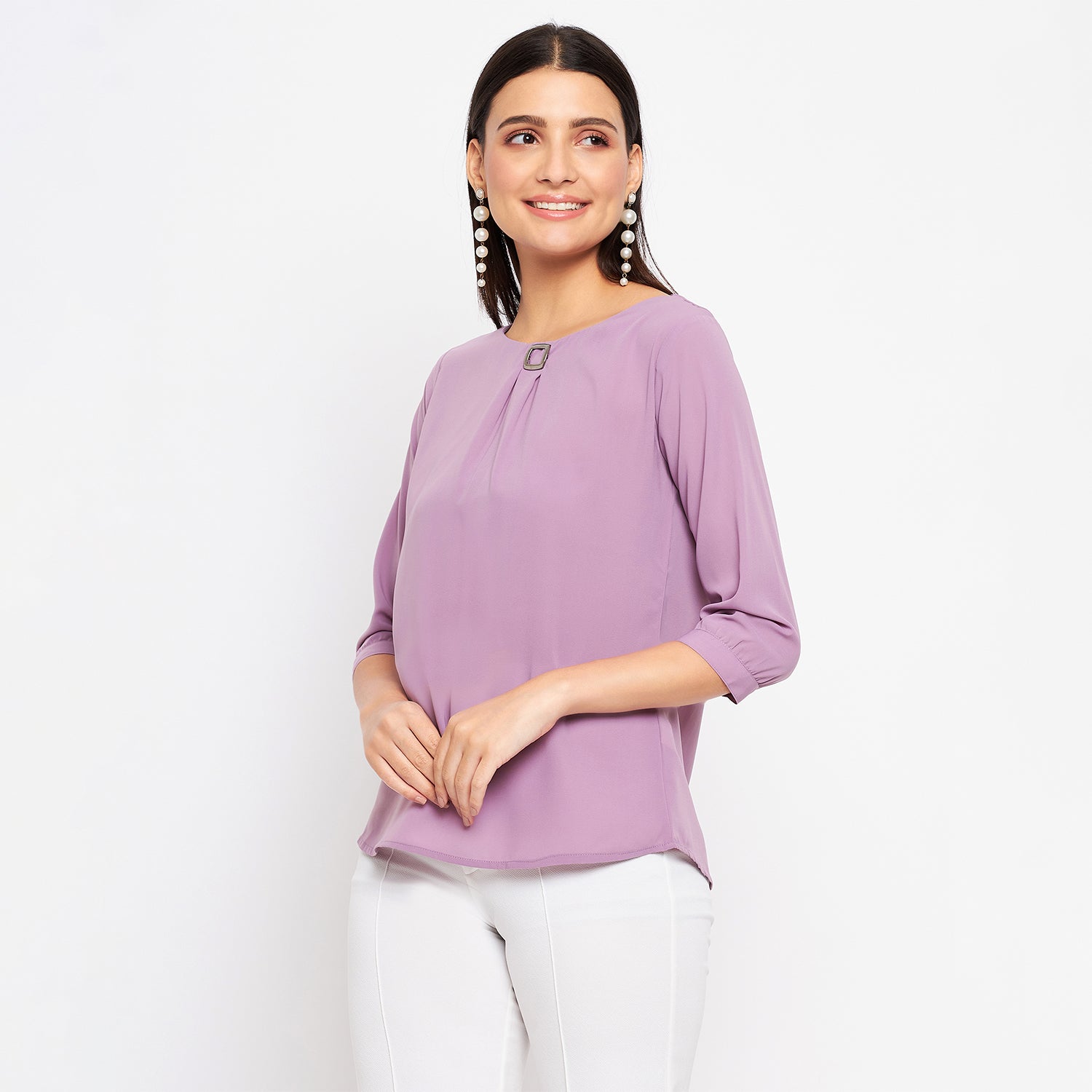 Duke Urban Women Round Neck 3/4th Sleeve Solid Top (SDX3272)