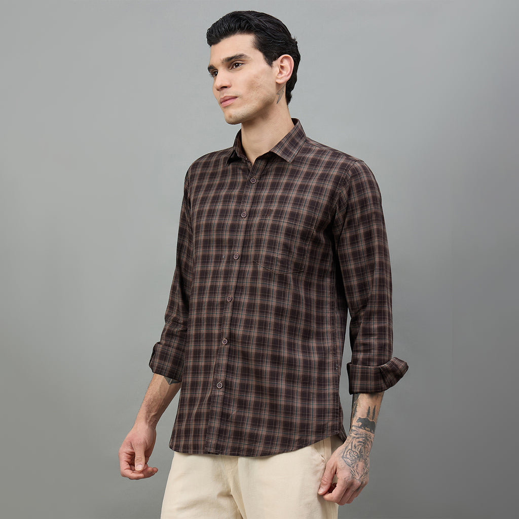 Duke Urban Men Checkered Full Sleeve Spread Collar Regular Shirt (SDO9CKAK)