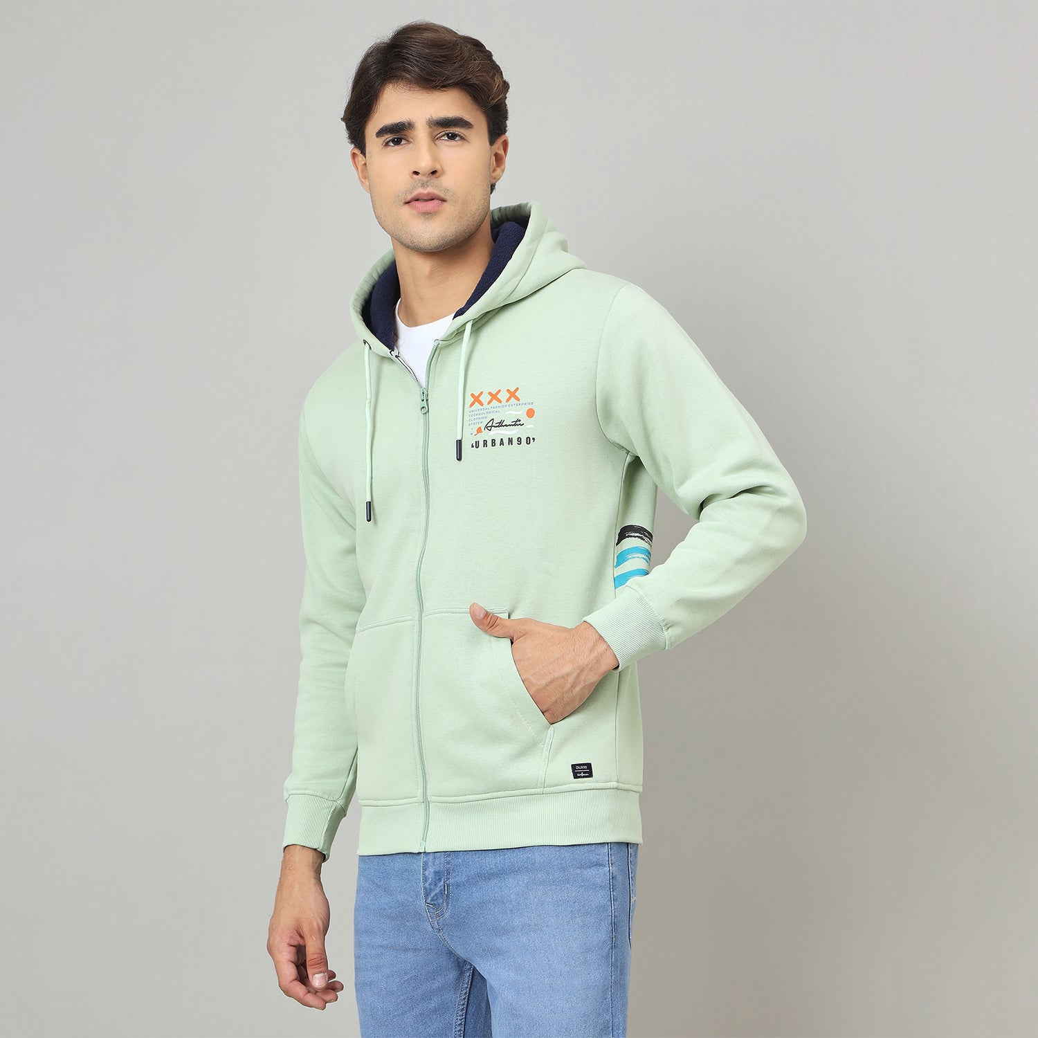 Duke Urban Men Smart Fit Hooded Zip Sweatshirt (LF6363)