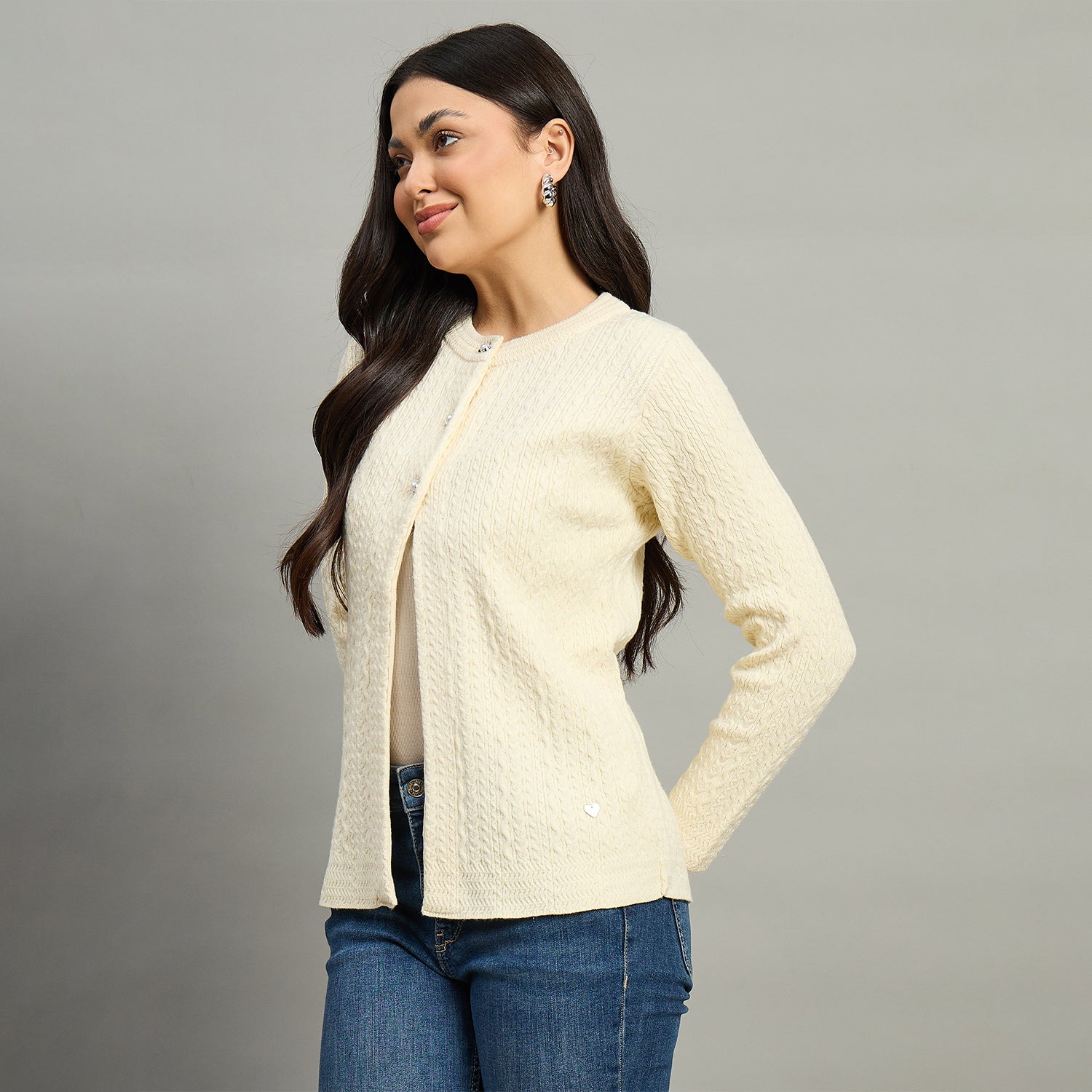 Duke Urban Women Full Sleeve Front Open Regular Fit Sweater (SDS1417)