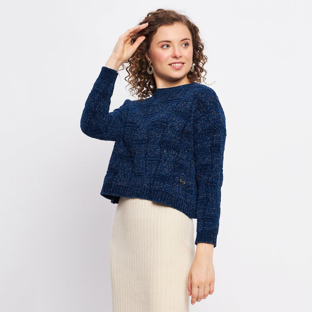 Duke Urban Women Full Sleeve Self Design Crop Pullover (SDS1013)