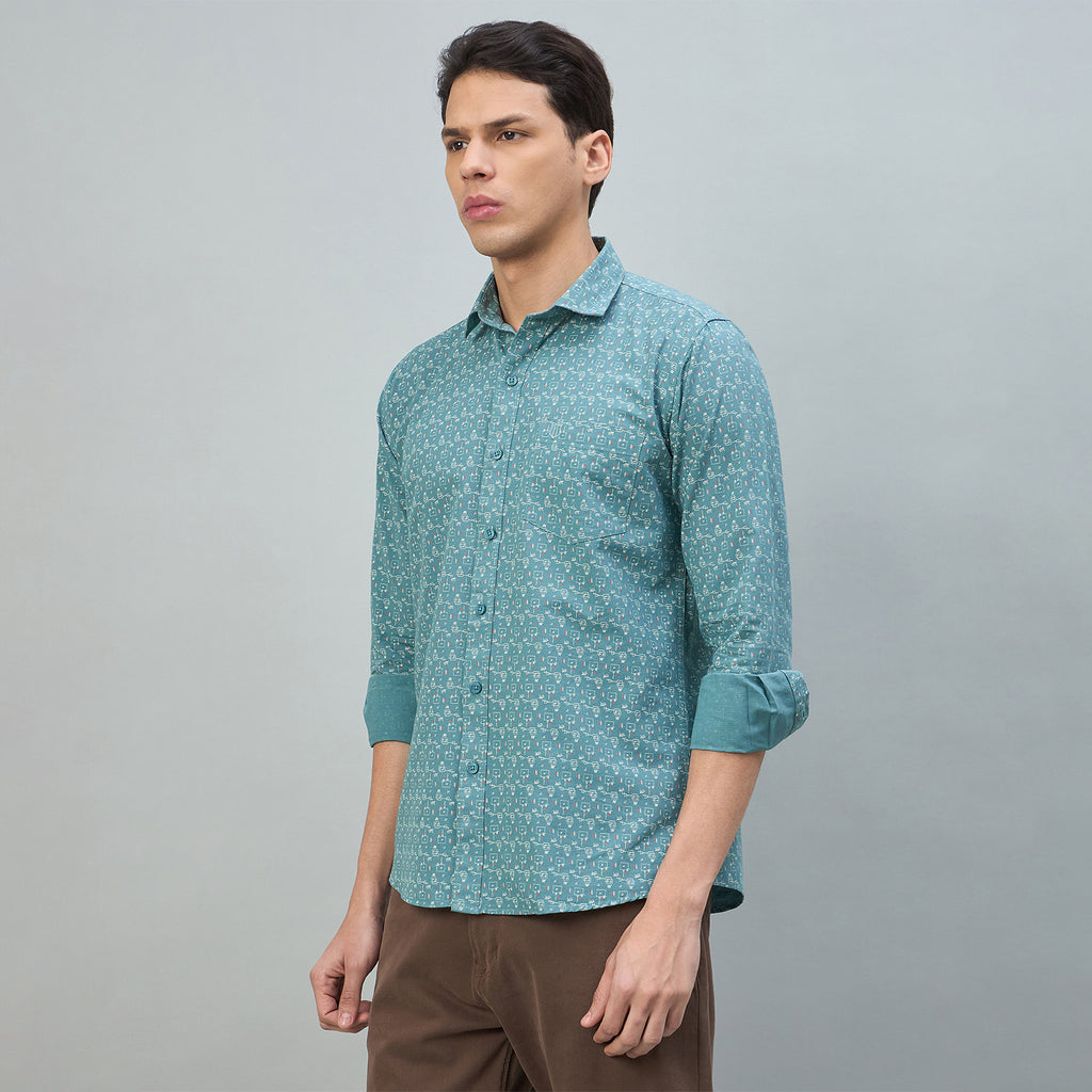 Duke Urban Men Printed Pure Cotton Slim Fit Casual Full Sleeve Shirt (SDO8PRBE)