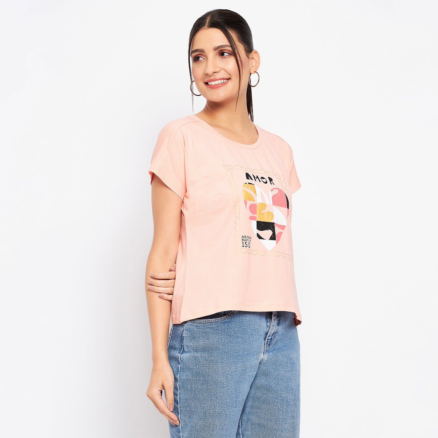 Duke Stardust Women Round Neck Short Sleeve Printed Crop Top (LFX901)