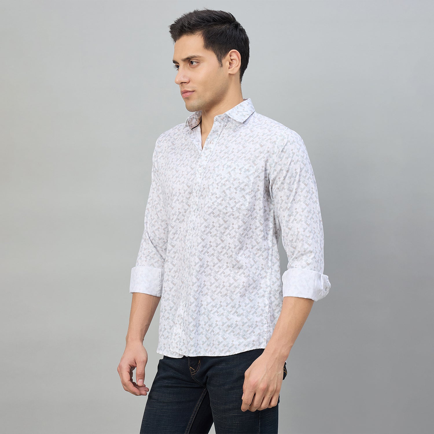 Duke Men Slim Fit Full Sleeve Short Style Cotton Shirt (SDO8PRBN)
