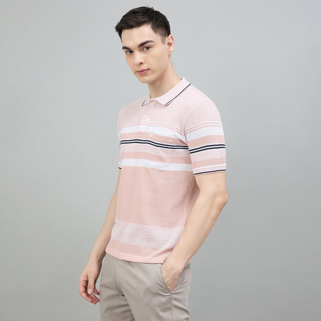 Duke Urban Men Striped Half Sleeve Regular Polo Tshirt (LF7570)
