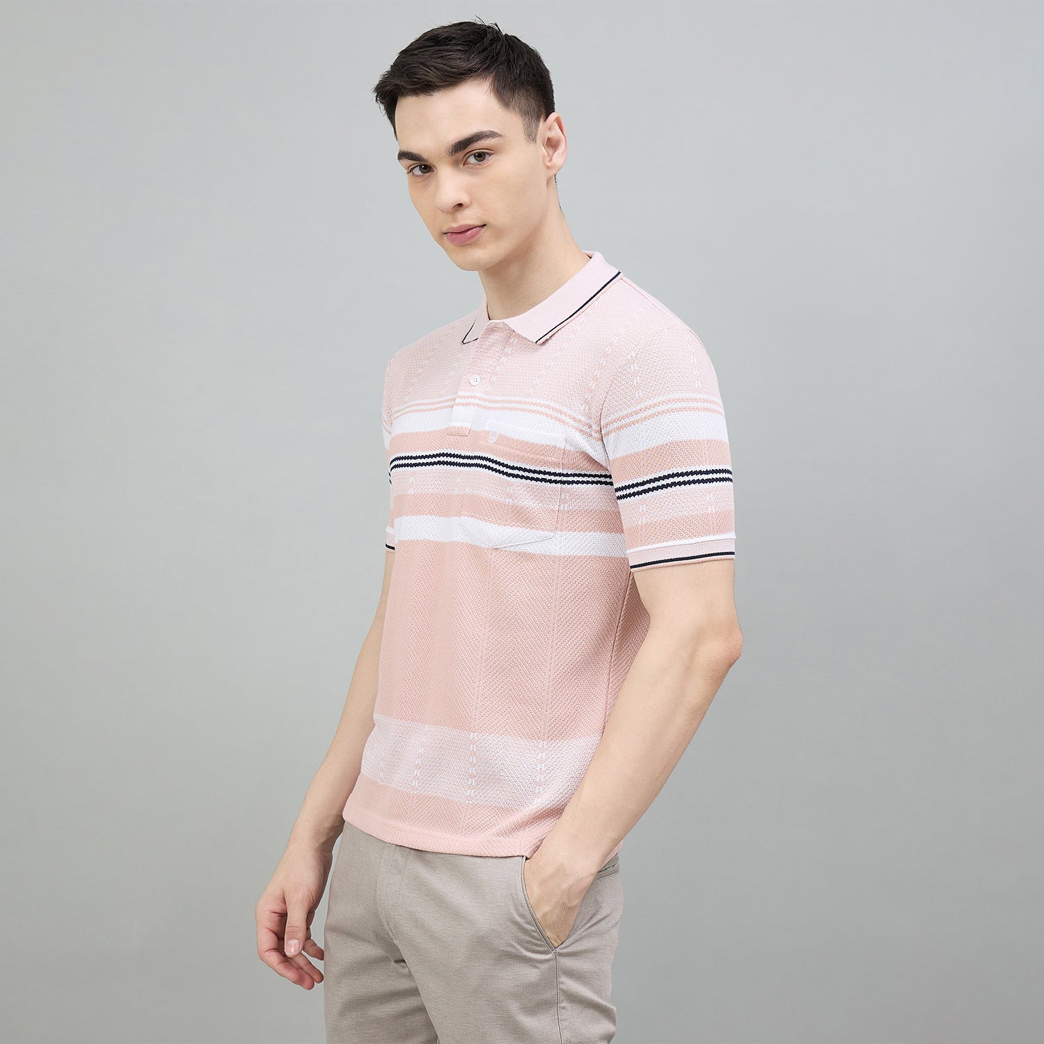 Duke Urban Men Striped Half Sleeve Regular Polo Tshirt (LF7570)