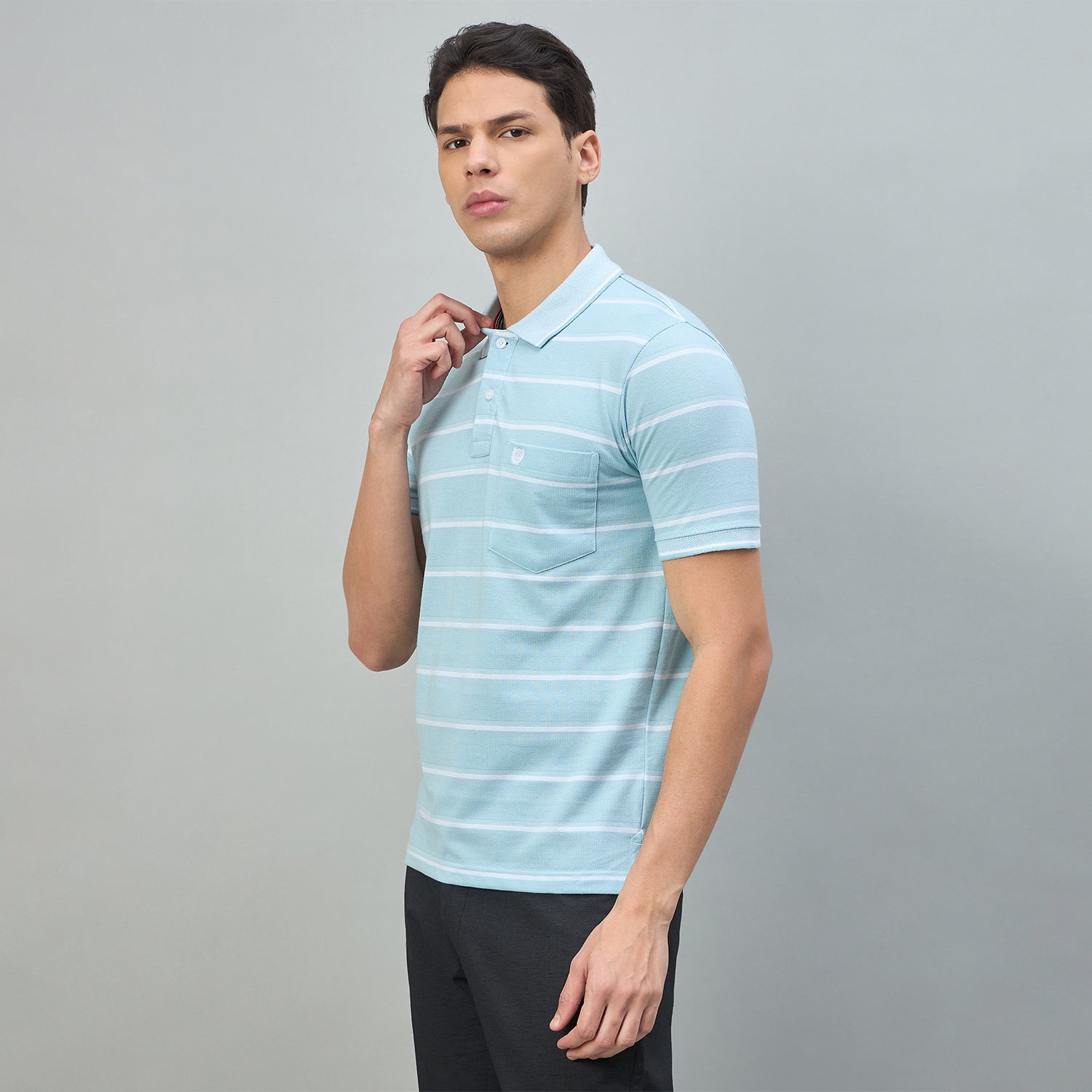 Duke Urban Men Striped Half Sleeve Regular Polo Tshirt (LF7573)