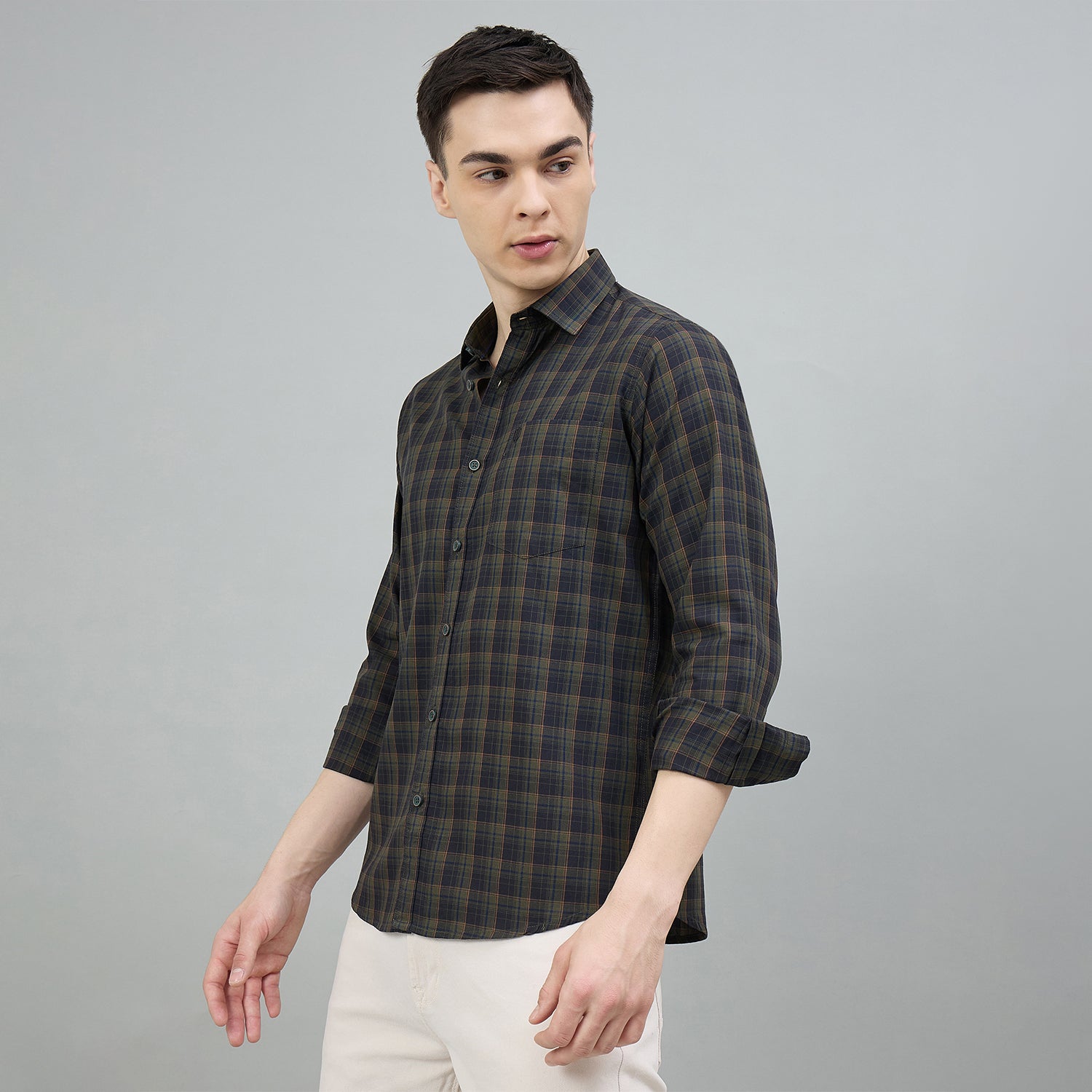 Duke Urban Men Checkered Full Sleeve Spread Collar Regular Shirt (SDO9CKAK)