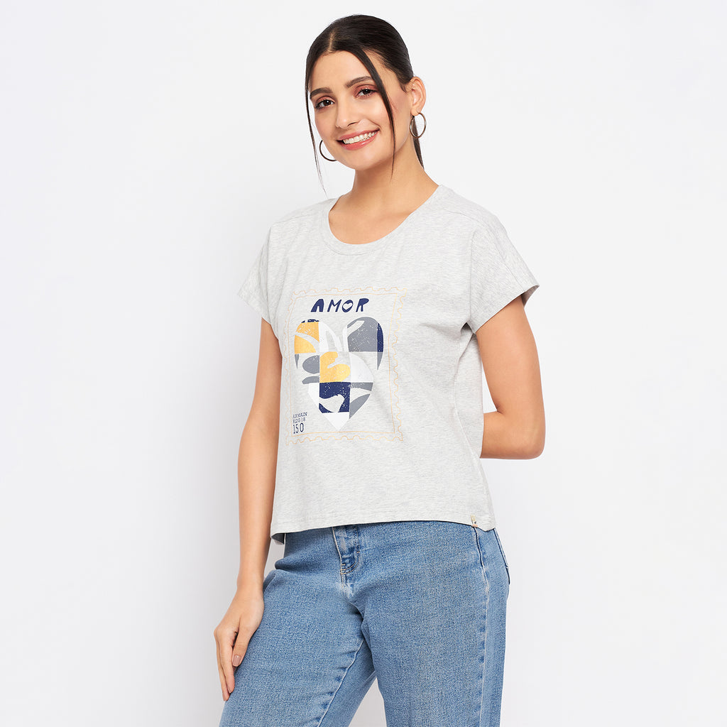 Duke Stardust Women Round Neck Short Sleeve Printed Crop Top (LFX901)