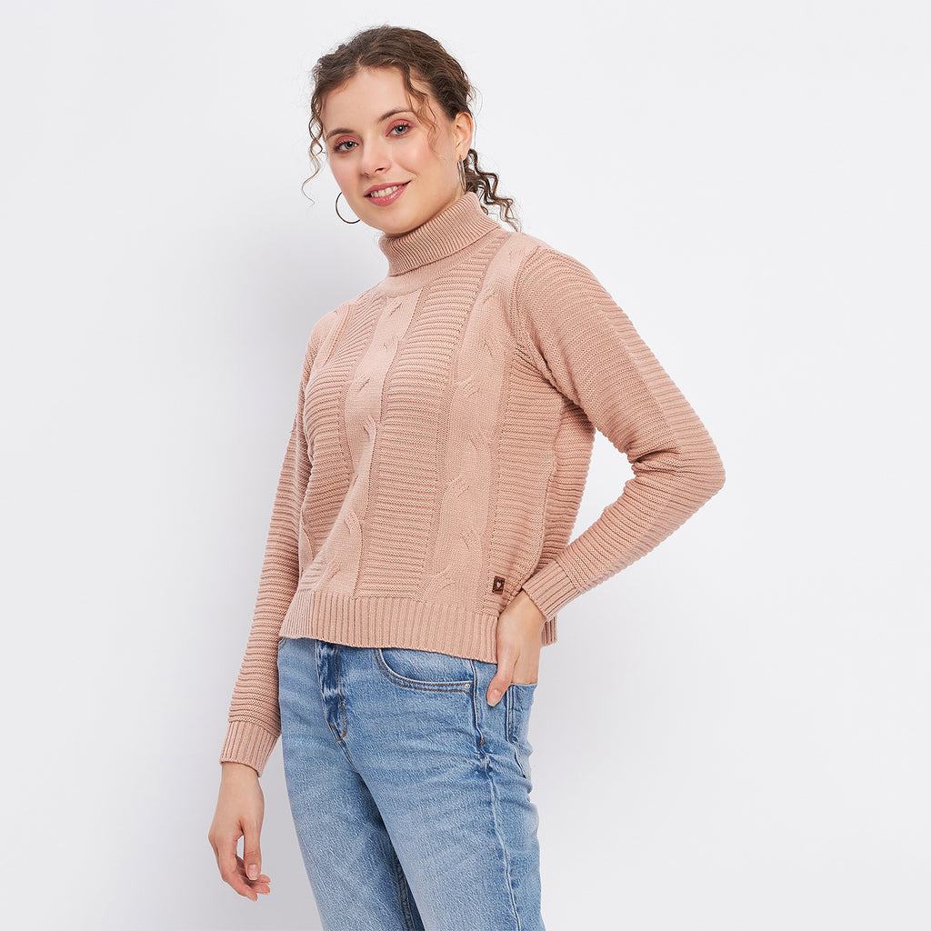 Duke Urban Women Full Sleeve Self Design Crop Pullover (SDS1008)