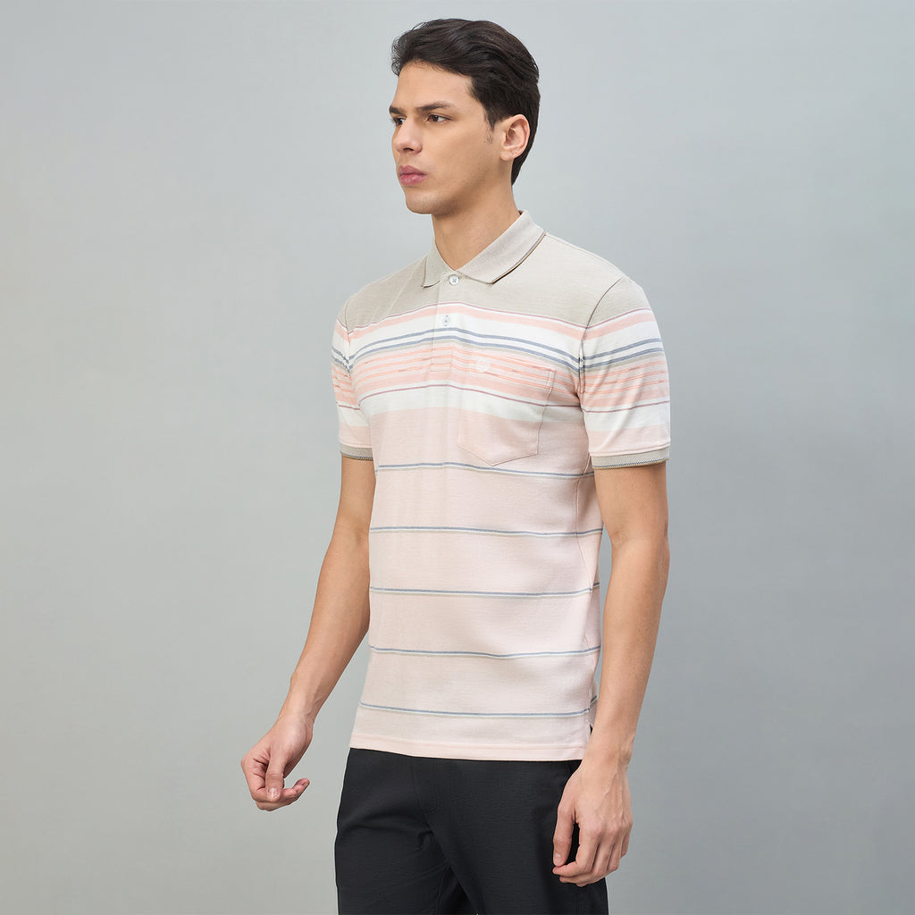 Duke Urban Men Striped Half Sleeve Regular Polo Tshirt (LF7512)