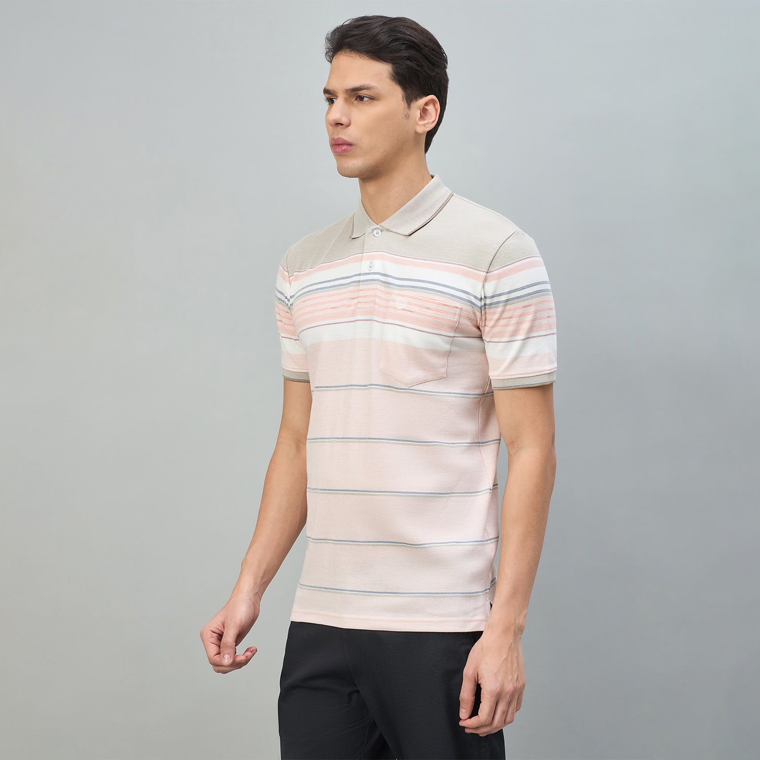Duke Urban Men Striped Half Sleeve Regular Polo Tshirt (LF7512)