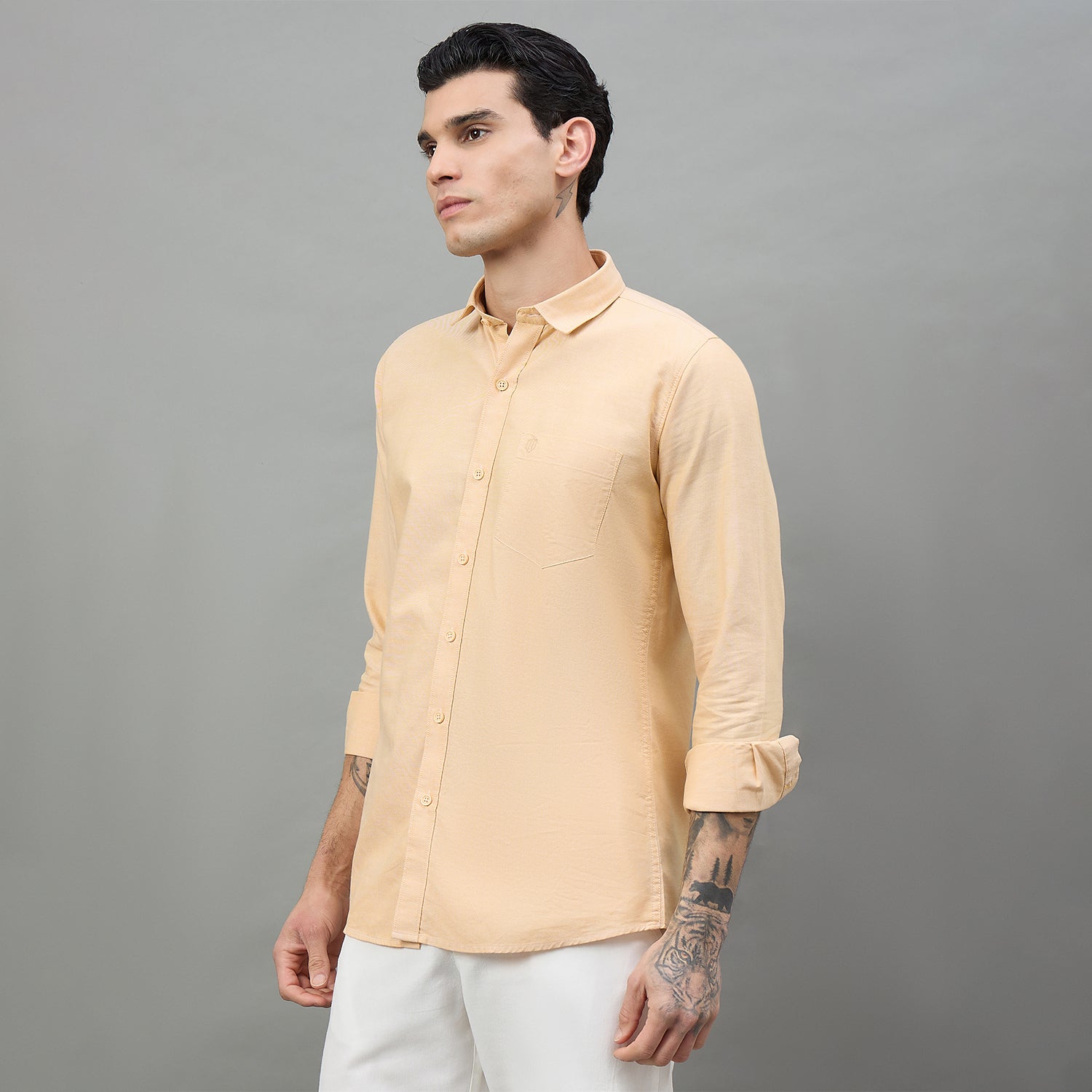 Duke Urban Men Solid Full Sleeve Spread Collar Slim Shirt (SDO8PLOE)