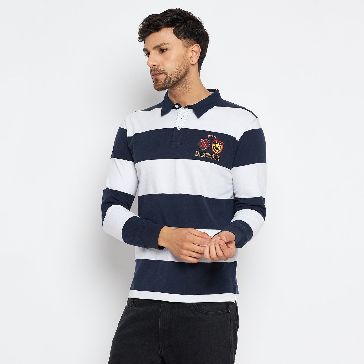 Duke Urban Men Polo Neck Full Sleeve Cotton T-shirt (LF3940)