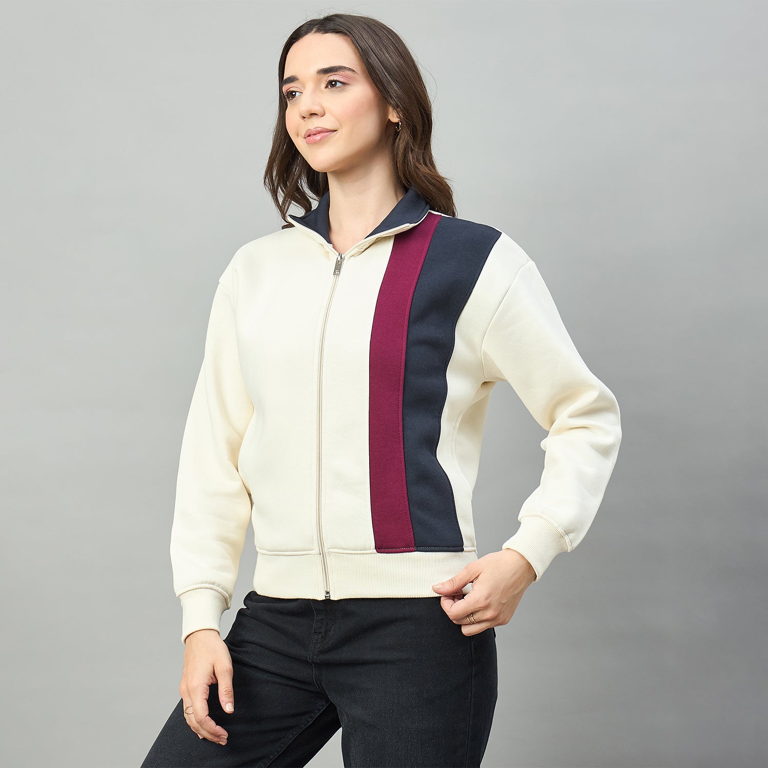 Duke Urban Women Full Sleeve Collared Sweatshirt (LFX5006S)