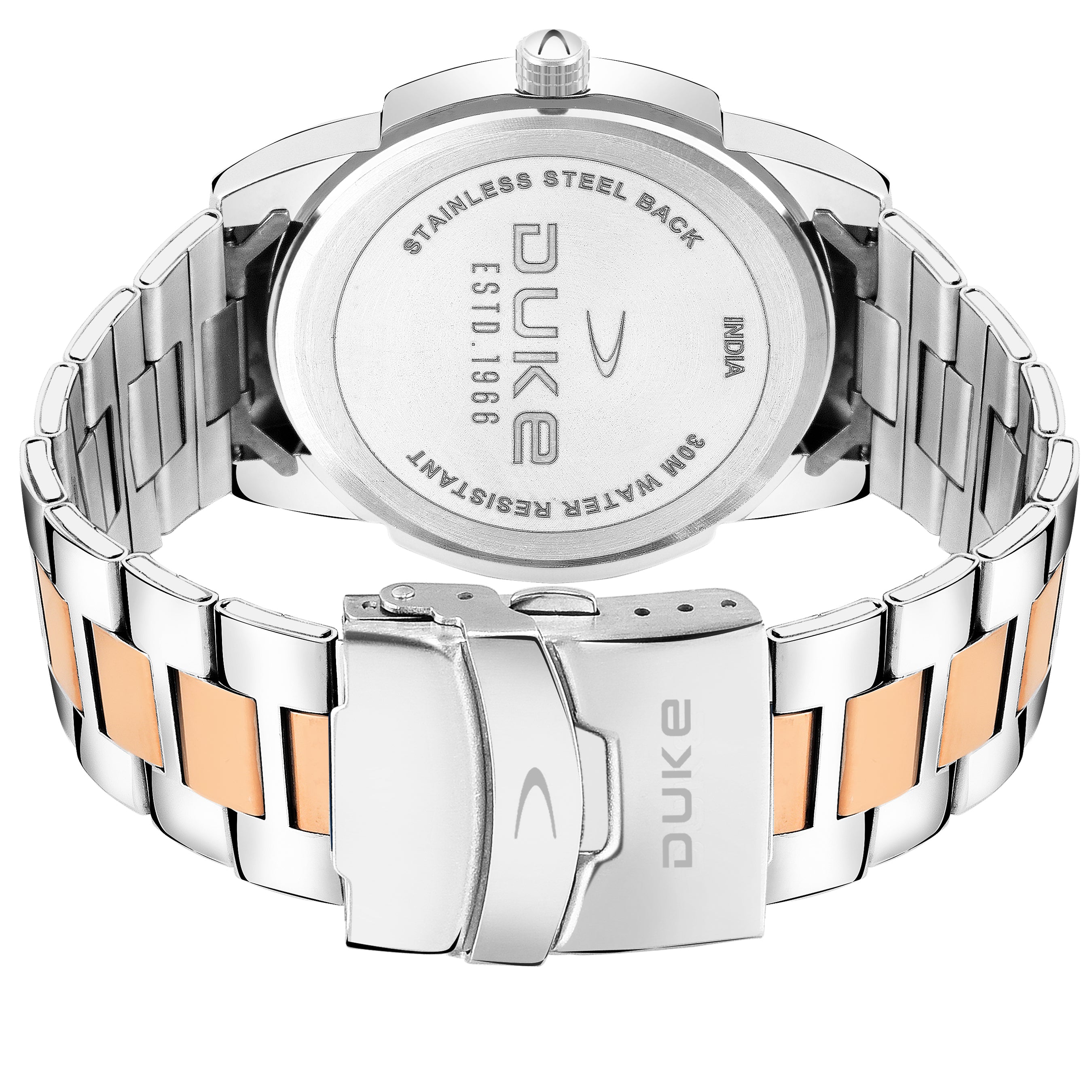 Duke Solid Stainless Steel Strap Chronograph Men Watch White Dial (DK015RM02C)
