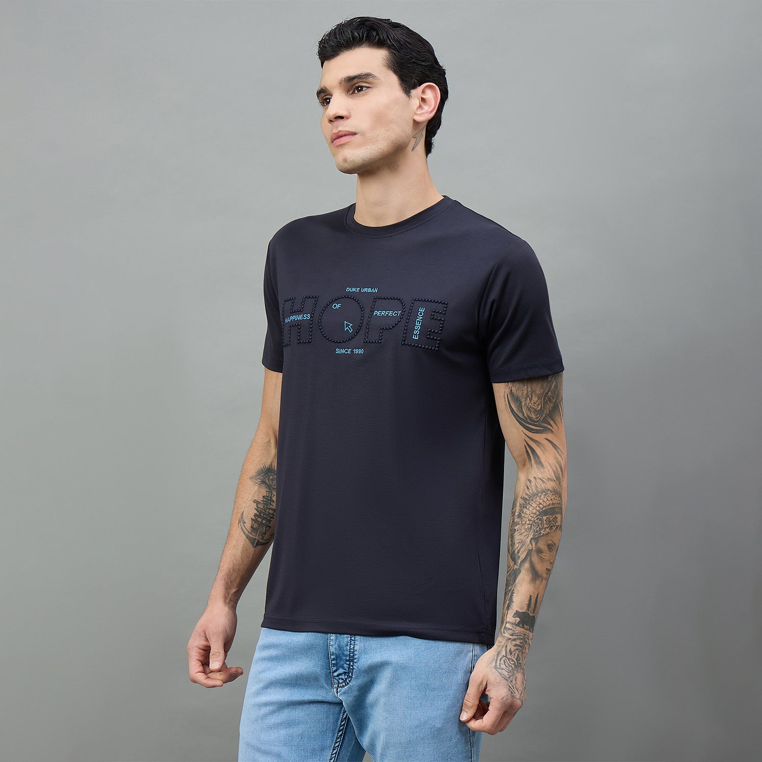 Duke Urban Men Round Neck Half Sleeve Slim T-Shirt (LF7518)