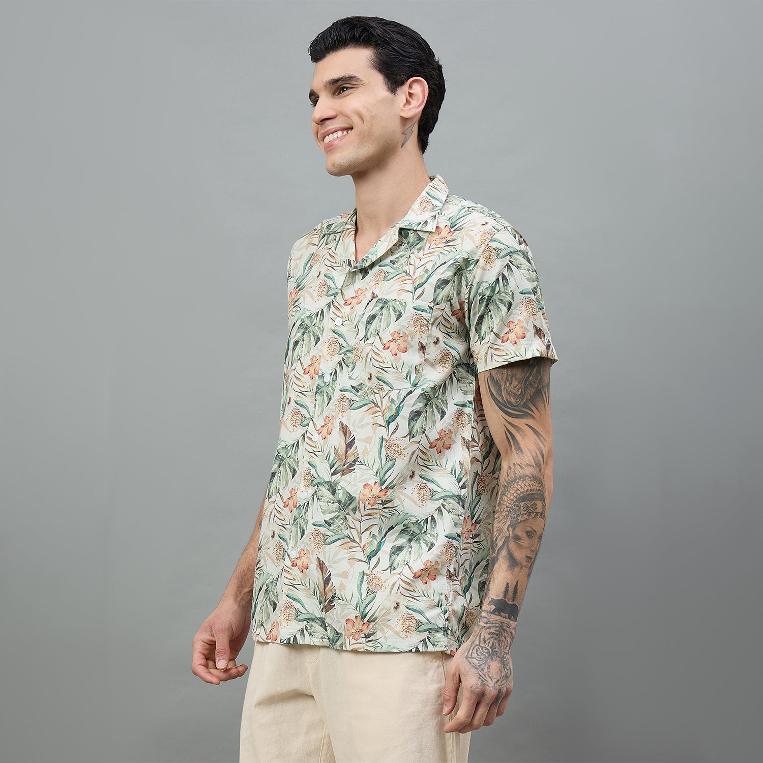 Duke Urban Men Floral Print Half Sleeve Regular Shirt (LF6084T)